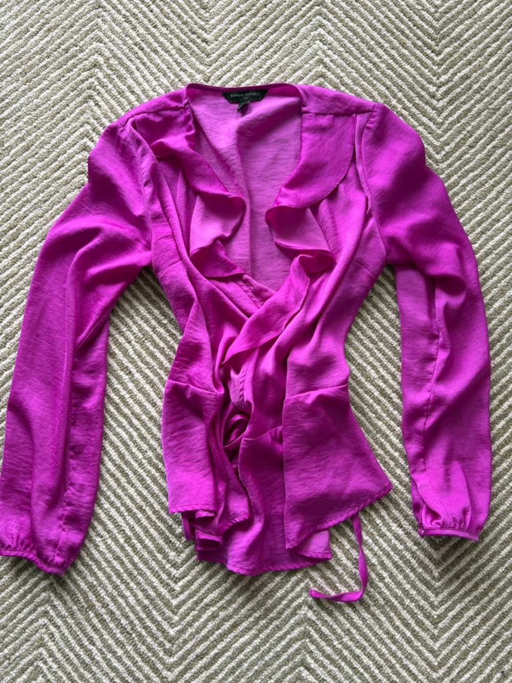 Banana Republic Bright Magenta Ruffle Wrap Blouse